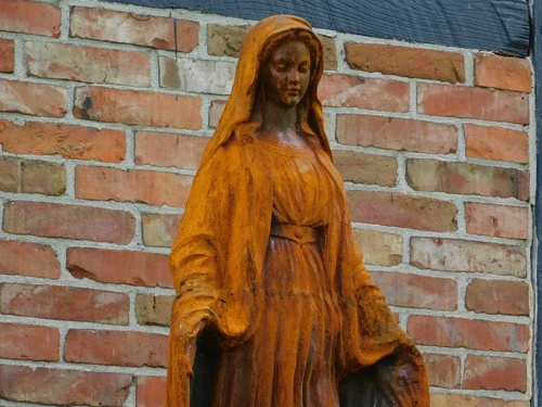 Statue of Mary on pedestal - 180 cm - Cast iron, COMING BACK IN MARCH 2026!!