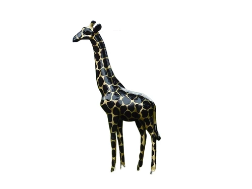 Einmalig: Giraffe XXL – 210 cm – Schwarz/Gold – Polystone