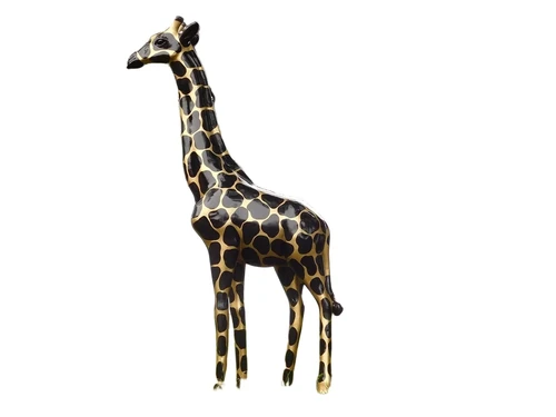 Einmalig: Giraffe XXL – 210 cm – Schwarz/Gold – Polystone