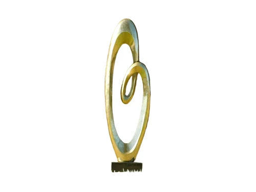 Large abstract sculpture IX - alu brass - on granite base