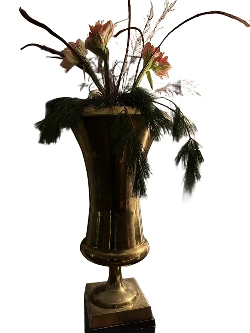 Large flowerpot - vase - bowl - gold colour - alu