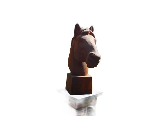 Prachtig fors paardenhoofd gietijzer, onbehandeld, fraai!!