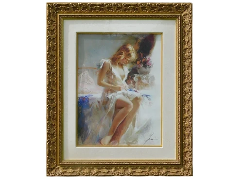 Schilderij ''Early Morning'' - Art Giclee on paper By Pino - Houten Lijst