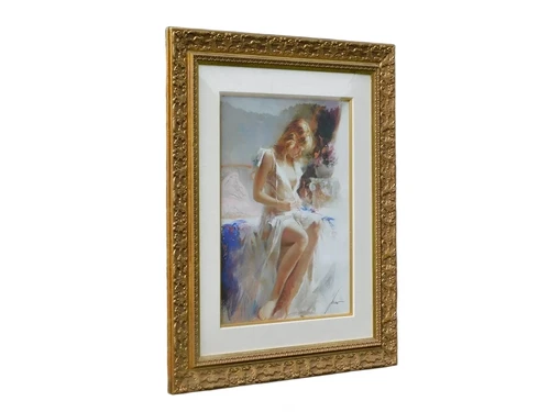 Schilderij ''Early Morning'' - Art Giclee on paper By Pino - Houten Lijst