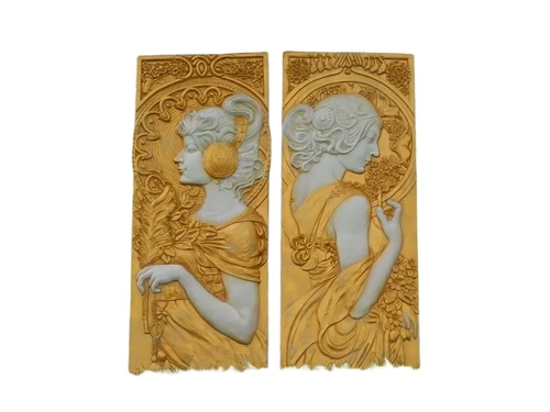 Satz von 2 Wandtellern - Jugendstil - MGO - Wandschmuck