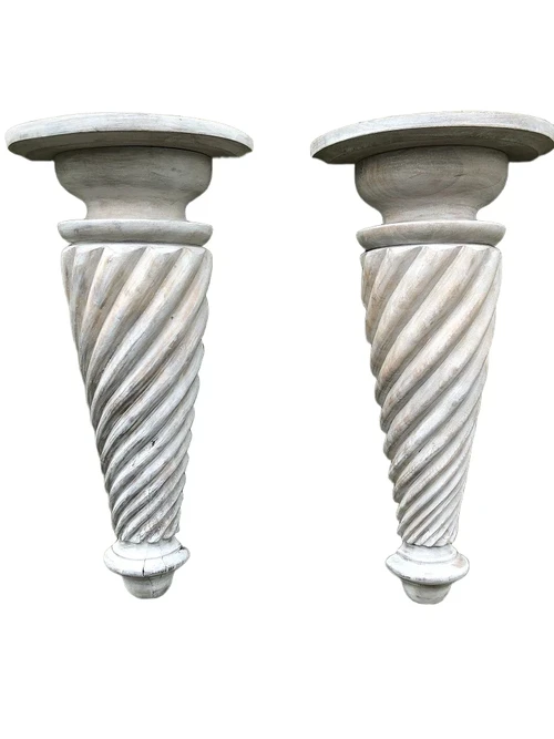 Fine, mantel console, large round set of snak's wall consoles hand carved from colonial wood, very fine!