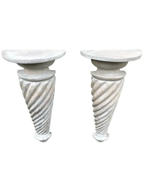 Fine, mantel console, large round set of snak's wall consoles hand carved from colonial wood, very fine!
