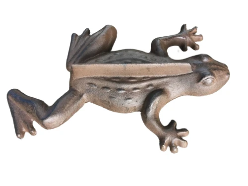 Shoe sole brush-scraper, cast iron frog