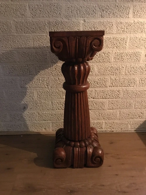 Säule - Sockel - Klingel - handgeschnitztes Kolonialholz, sehr schön!