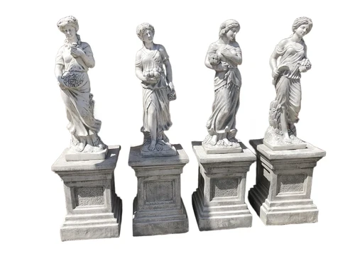 The four year tides on pedestal, 4 beautiful solid stone sculptures on pedestal !!!