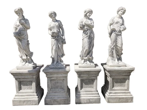 The four year tides on pedestal, 4 beautiful solid stone sculptures on pedestal !!!