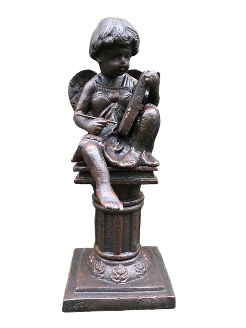 Statue of a Writing Angel – 34.5 cm – Cast iron
