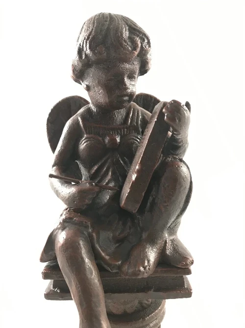 Statue of a Writing Angel – 34.5 cm – Cast iron