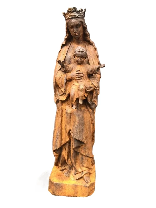 Mother Mary / Mother Mary with Jesus, large cast iron statue, BEAUTIFUL.