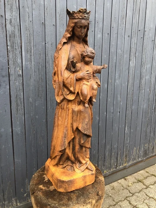 Mother Mary / Mother Mary with Jesus, large cast iron statue, BEAUTIFUL.