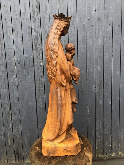 Mother Mary / Mother Mary with Jesus, large cast iron statue, BEAUTIFUL.