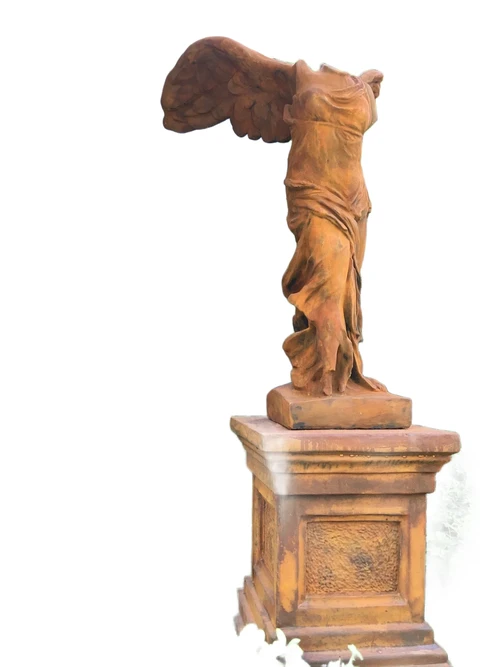 Wunderschöne Engel Nikè Statue aus massivem Oxid auf Sockel, einzigartig!