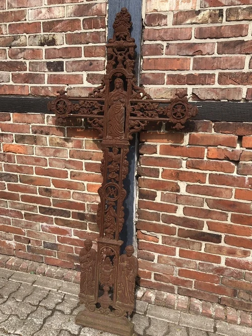 Cast Iron Cross XL - 173 cm - Wall Cross / Memorial Cross - Rust Finish