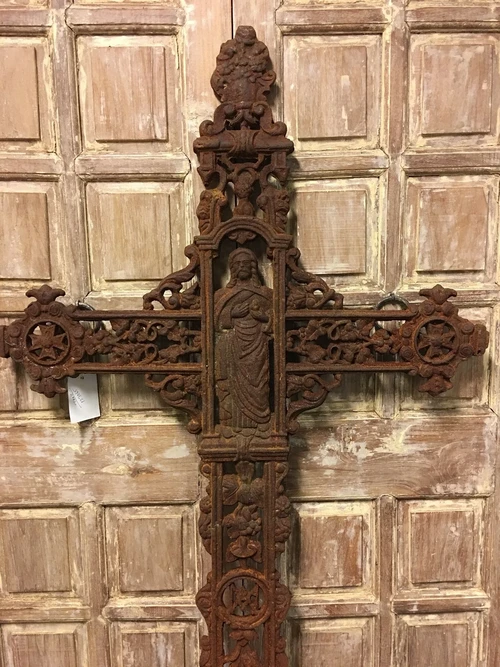 Cast Iron Cross XL - 173 cm - Wall Cross / Memorial Cross - Rust Finish