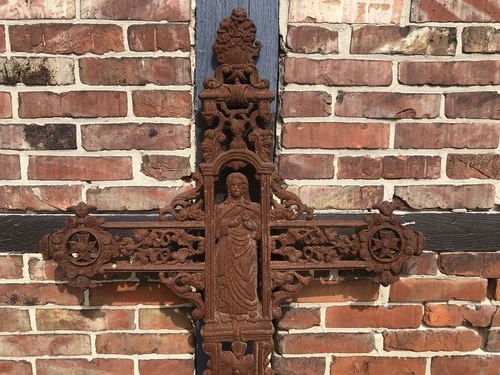 Cast Iron Cross XL - 173 cm - Wall Cross / Memorial Cross - Rust Finish