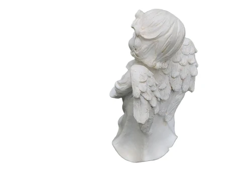 Set of angel statues with cross, made of polystone
