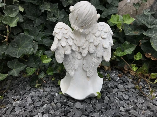 Set of angel statues with cross, made of polystone