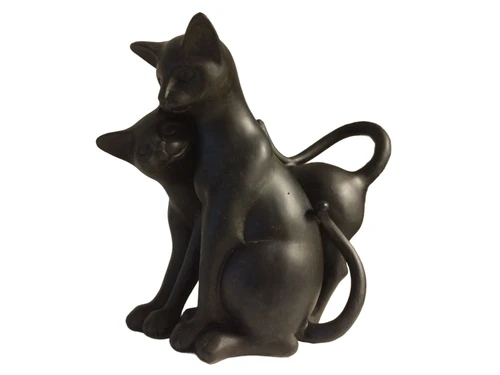 Set of 2 cats playing, polystyrene.
