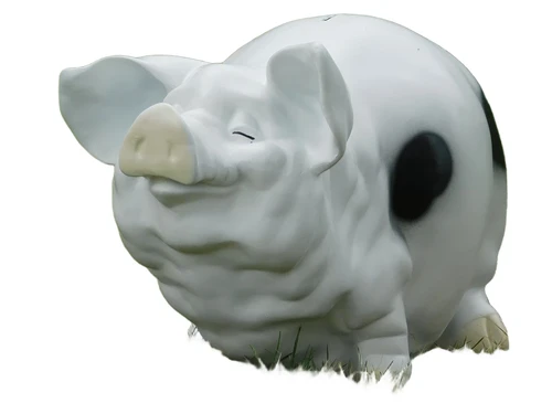 Piggy bank XL - Polystone - White with Black