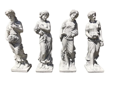 Vier Jaargetijden - Tuinbeelden - Steen - Set van 4 Stuks