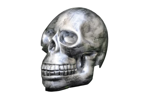 Sehr großer anatomischer Schädel, aus Polystein grau-schwarz