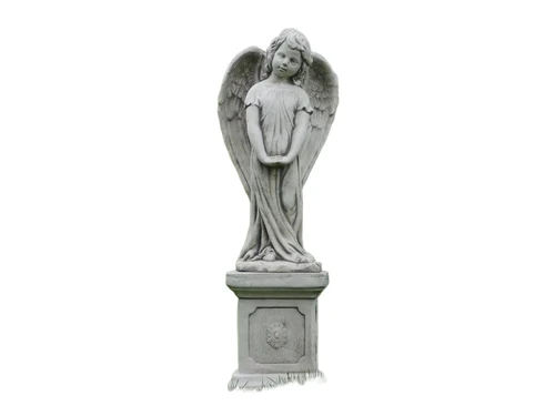 Statue Angel on Pedestal - 75 cm - Solid Stone