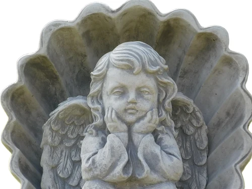 Statue Shell with Seated Angel - Solid Stone