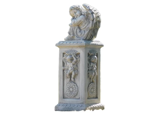 Angel pedestal with angel statue - 93 cm - Stone