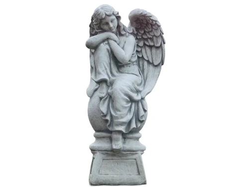 Sitting Angel on Sphere - Full Stone - Angel sculpture