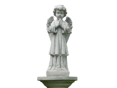 Standing angel on pedestal - full stone