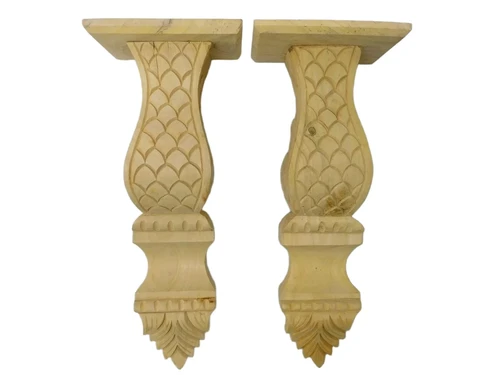 Set van 2 Houten Wandconsoles - Handgesneden