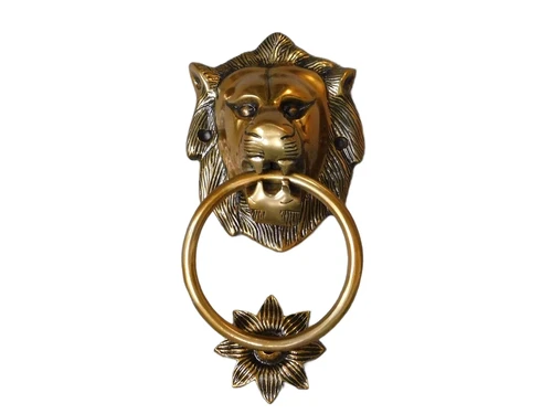 Door knocker Lion's head - Alu - Brass look