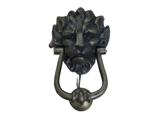 Deurklopper Lion - gietijzer - kleur messing gepatineerd