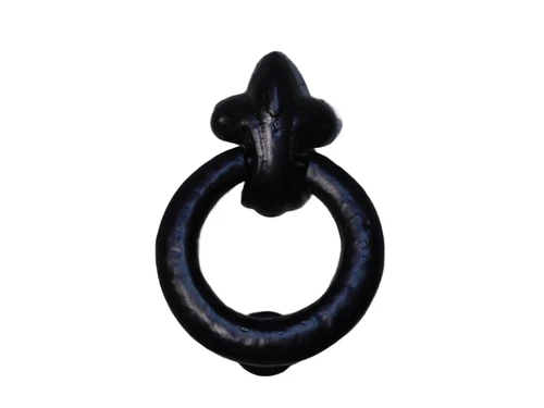 Door knocker with French lily - cast iron - black powder coating