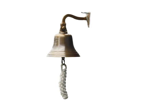 Bel ''Titanic 1912'' met touw, gepatineerd messing, huisdecoratie