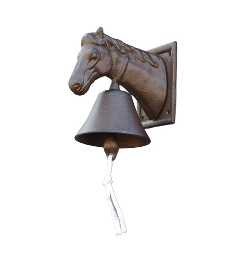 Doorbell with Horse’s Head and Cord – Cast Iron – Classic Wall-Mounted Doorbell