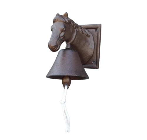 Doorbell with Horse’s Head and Cord – Cast Iron – Classic Wall-Mounted Doorbell