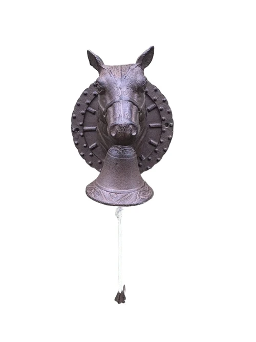 Horse's Head Doorbell – Cast Iron – Ornate Wall Bell