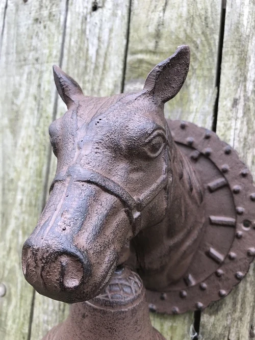 Horse's Head Doorbell – Cast Iron – Ornate Wall Bell