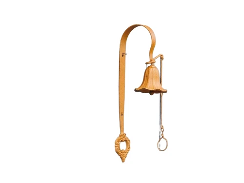 Cast iron wall bell - with wreath - rust colour - retro design