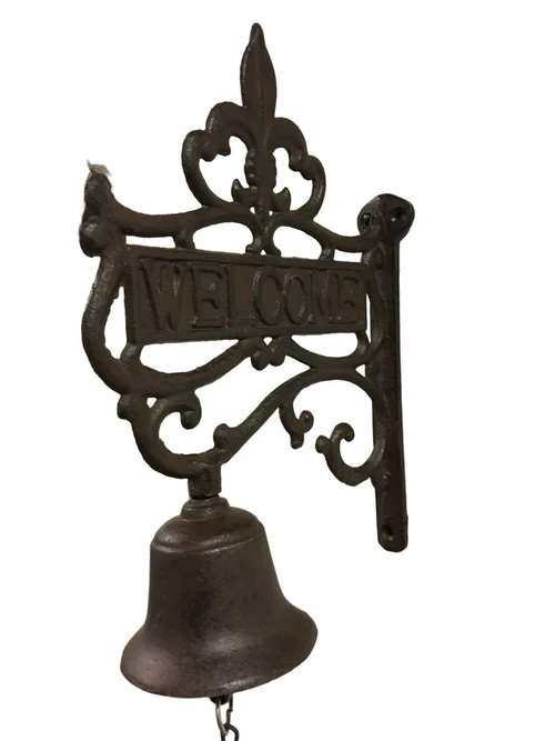 Wand bel - bel Welkom, gietijzer bruin.