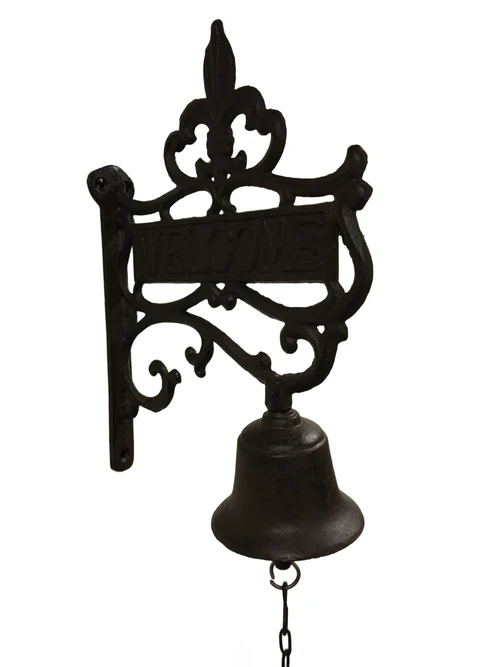 Wand bel - bel Welkom, gietijzer bruin.