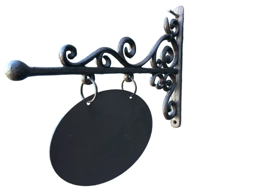 Huis of winkel naambord, metalen uitvoering met zijarm