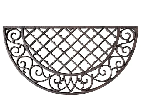 Cast iron doormat, half round.