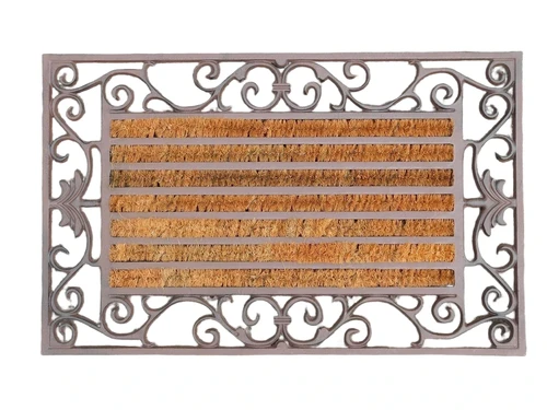 Sturdy Doormat with Coconut Roller Brushes - Cast iron